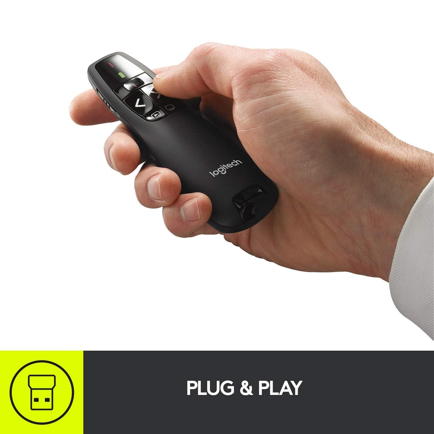 Logitech Wireless Presenter R400, PowerPoint Clicker with Laser Pointer, Wireless Presentation Clicker Remote