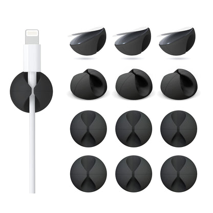 12 Pack Cable Clips, Znben Cord Organizer Holder Adhesive Cable Management Charger Wire Holder Clips for Desk, Home, Office, Car, Cubicle, Nightstand Black