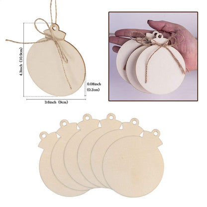 OurWarm 50pcs DIY Christmas Wooden Ornaments Unfinished, 4" Large Natural Wood Slices Predrilled with Hole Wooden Circles for Crafts Christmas Ornaments Decorations