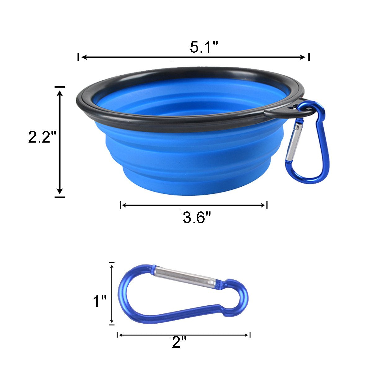 Collapsible Dog Bowls - 4 Pack, Portable Travel Water and Food Bowl with Carabiner Clip for Dogs and Cats - Ideal for Walking, Traveling, and Hiking