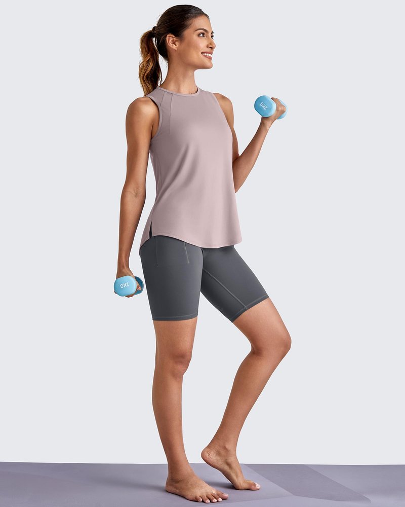 G4Free Running Tank Tops for Women Sleeveless Workout Shirts Athletic Gym Muscle Tank Lightweight Clothes Outfits(Gray Lilac,L)