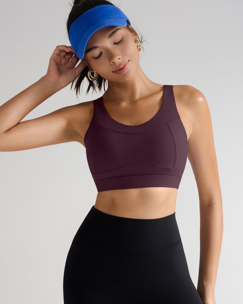 RUNNING GIRL High Impact Sports Bras for Women,Racerback Running Bra Workout Crop Tank Tops Longline Sports Bra Push up(WX2667 Deep Taupe M)