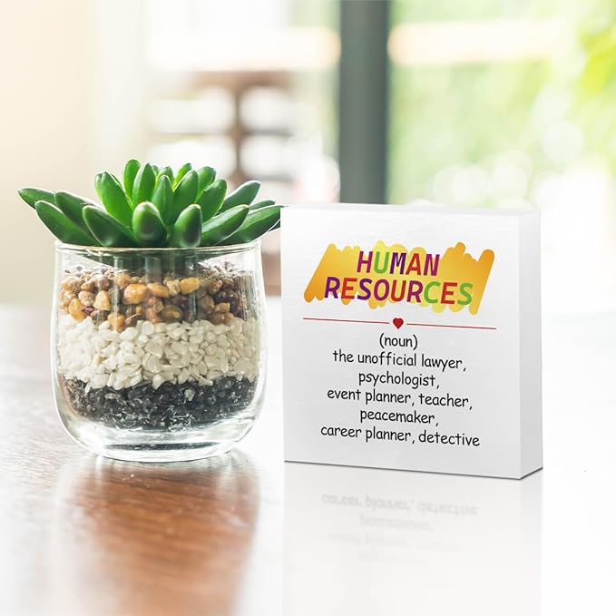 HR Gifts Human Resources Gifts Wooden Box Sign Wall Decor Wooden Plaque Sign Office Gifts for Coworker Employee Office Living Room Bedroom Home Decor Desk Shelf Table Decor Retirement Gifts