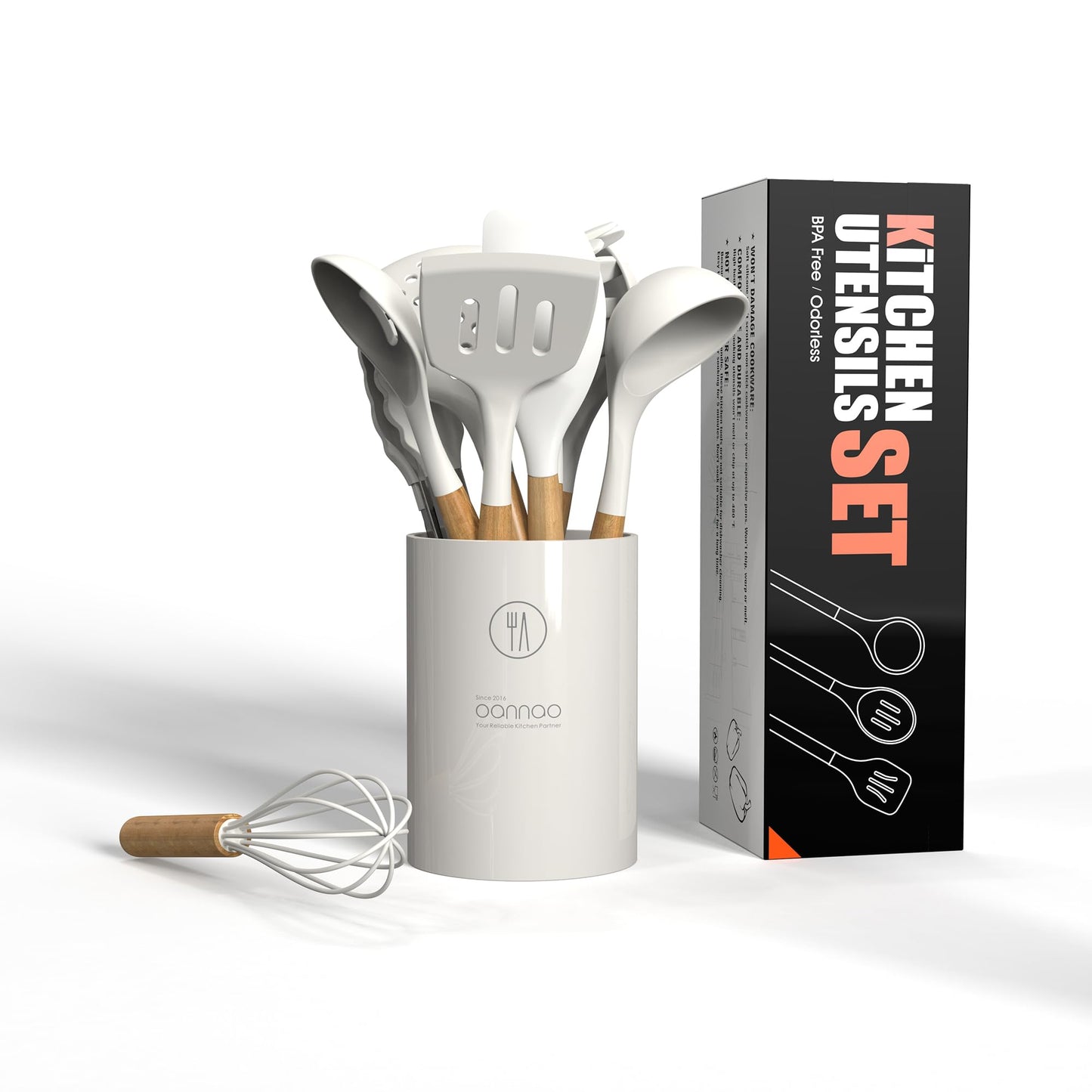 Silicone Cooking Utensils Kitchen Utensil Set - 446°F Heat Resistant Silicone Kitchen Utensils Set, Spatula,Turner Tongs, Spoon, Brush, Whisk,Kitchen Gadgets for Nonstick Cookware, BPA Free (Gray)