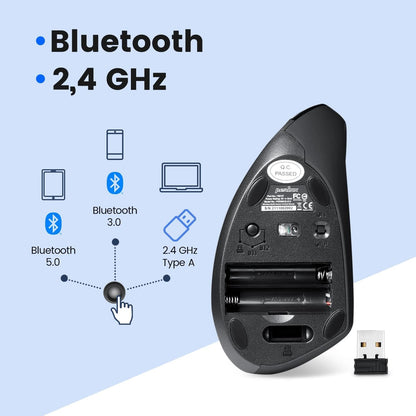 Perixx PERIMICE-713 Wireless Ergonomic Vertical Mouse - 800/1200/1600 DPI - Right Handed - Recommended with RSI User