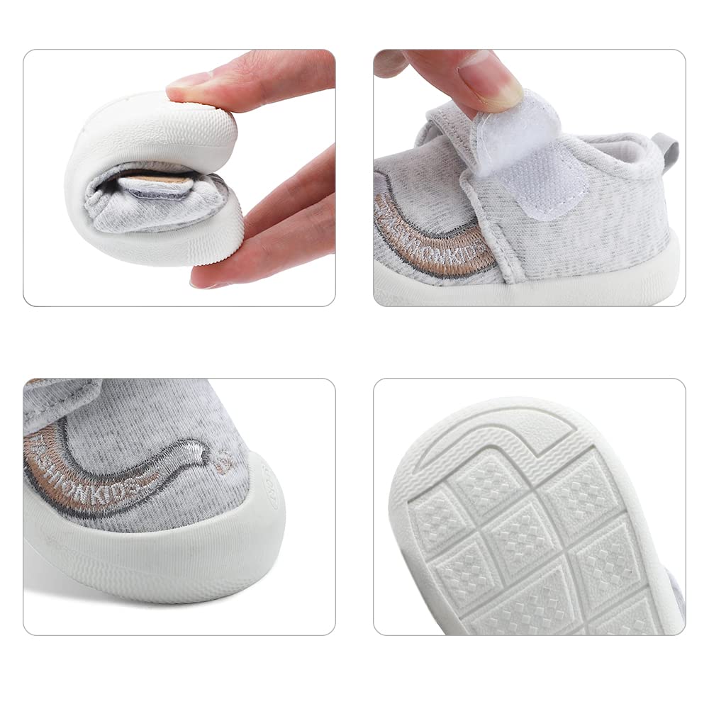 MASOCIO Baby Shoes Boys Infant Toddler Boy First Walking Shoes Trainers 18-24 Months Size 5 UK Child Grey