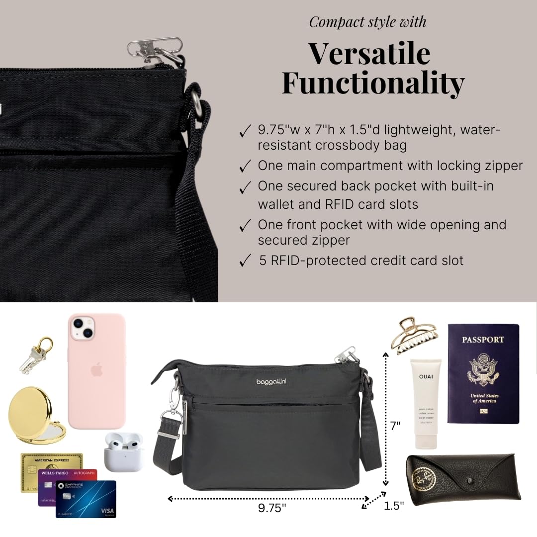 Baggallini Womens Anti-theft Memento Crossbody Bag Cross Body