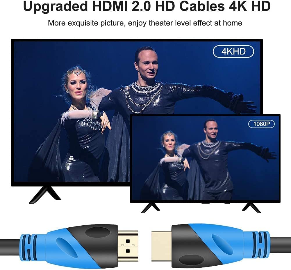 Rommisie 4K/60HZ HDMI Cable 10M (HDMI 2.0,18Gbps) Ultra High Speed Gold Plated Connectors,Ethernet Audio Return,Video 4K,FullHD1080p 3D Compatible with Blu-Ray,TV, Playstation, PS3, PS5, PC, HDTV