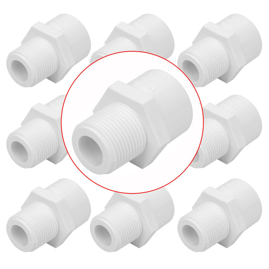 Lswteiz 10Pack 3/4" PVC Male Adapter Pipe Fittings (Socket x Male Pipe Thread) Furniture Grade SCH40 2-Way 3/4" PVC Coupling Pipe Connectors for Plumbing Water Line