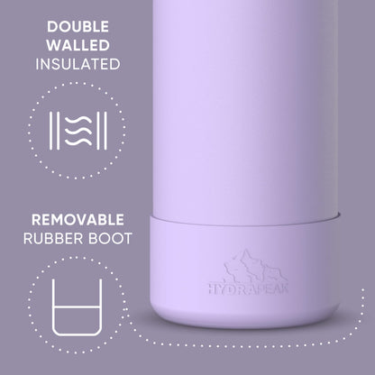 Hydrapeak 26oz Sport Insulated Water Bottle with Chug Lid, Leak & Spill Proof, Keeps Drinks Cold for 24 Hours, Hot for 12 Hours, Premium Stainless Steel Water Bottles (26oz, Lavender)
