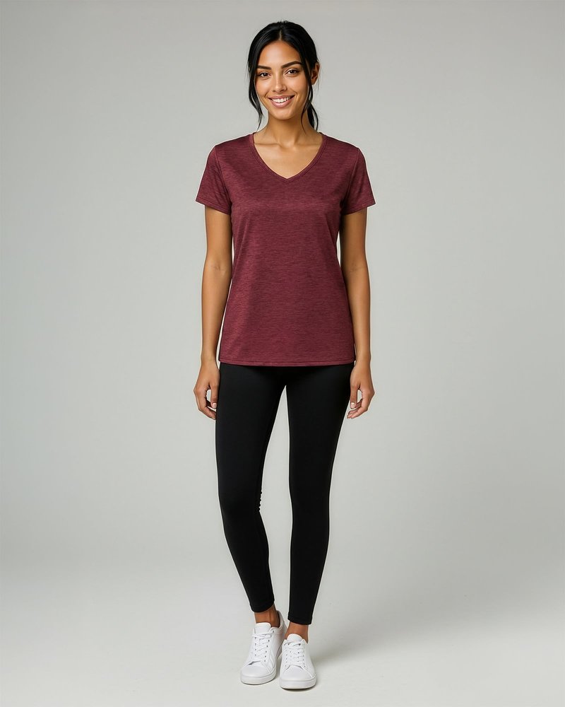 Real Essentials 5 Pack: Women's Dry-Fit Short Sleeve V Neck T Shirt Workout Fitness Yoga Top Tee (Available in Plus Size), Set 2, 3X