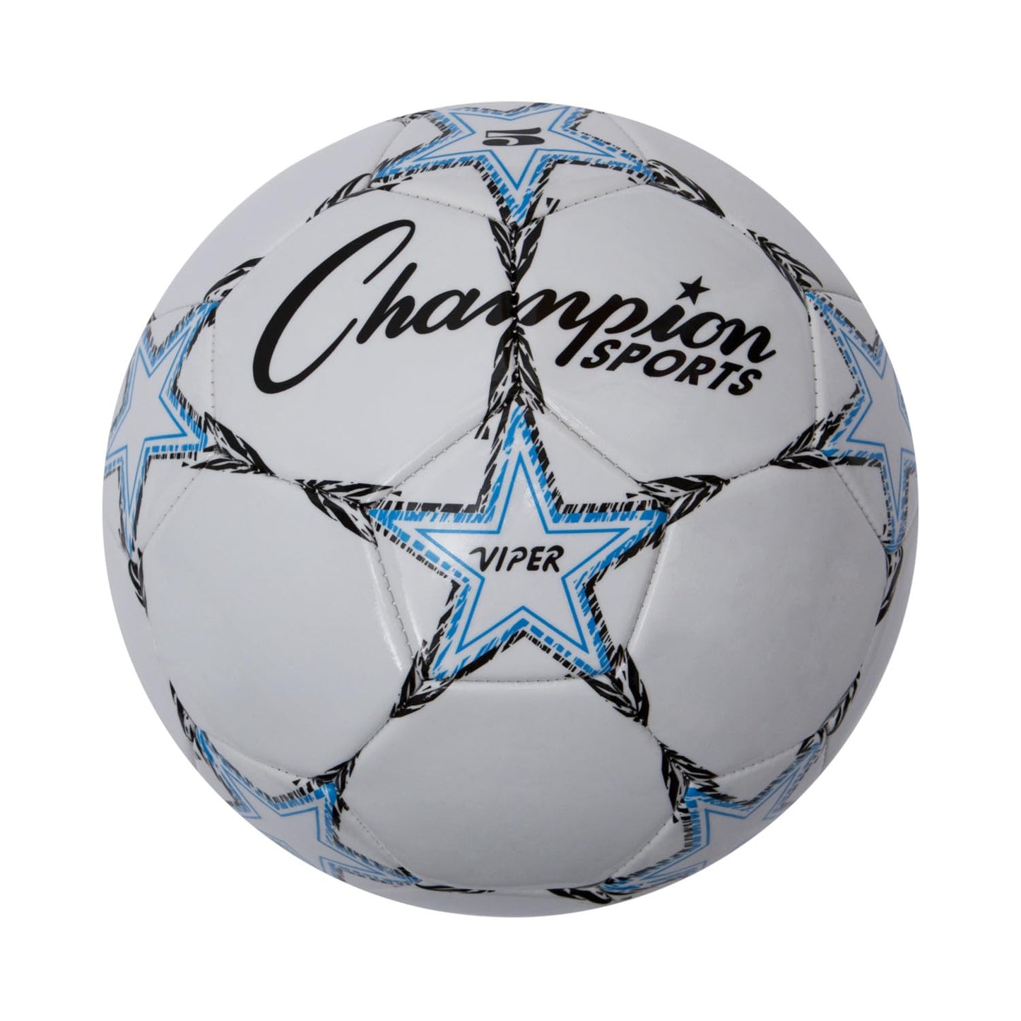 Champion Sports Viper Soccer Ball, Size 5 – Soft Touch TPU Cover, Airlock Bladder – Ages 12 & Up – Blue/Black/White