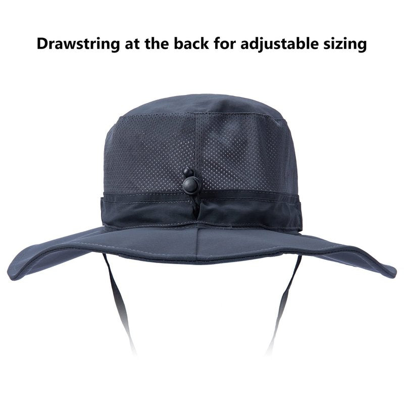 BASSDASH UPF 50+ Sun Fishing Hat Water Resistant with Detachable Neck Flap Big Size
