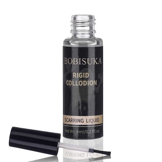 BOBISUKA Rigid Collodion with Brush 8ml for Scar Makeup, Scarring Liquid for Special Effects, Professional Realistic SFX Makeup Kit for Halloween, Cosplay, Costume, Theater, Stage & Film
