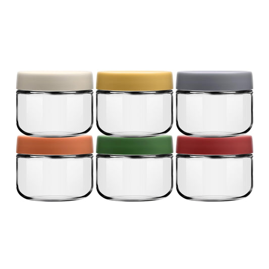 EONJOE 8oz Glass Jars with Lids 1 Cup Small Food Containers for Chia Pudding Jam Snack Yogurt Overnight Oats Candy,6-Pack