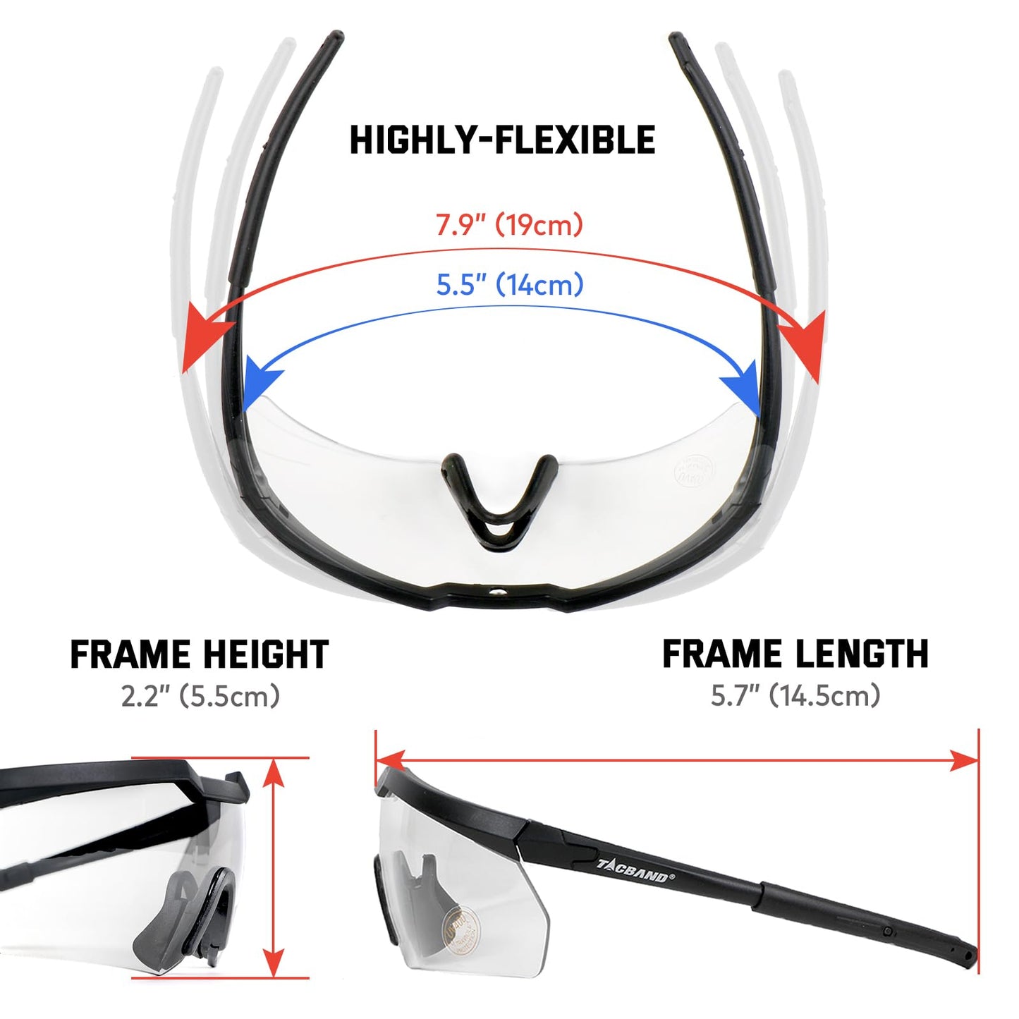 TACBAND Clear Shooting Safety Glasses for Men and Women, Anti-Fog UV Eye Protection Hunting and Shooting Gun Range Eyewear, Clear Safety Glasses with Flexible Frame