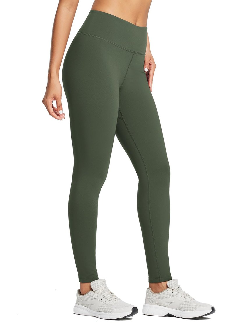 baleaf Fleece Lined Leggings for Women Water Resistant Thermal Hiking Pants Running Gear Skiing Tights Cold Weather Green M