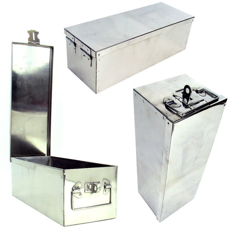 Lock Box with Folding Handle - Durable Metal Storage Chest with Stackable Design to Secure Valuables, Cash, Jewelry, and Weapons by Stalwart (Silver)