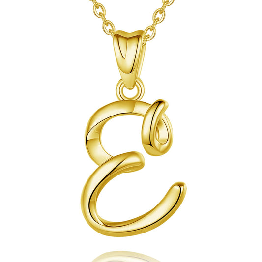 EUDORA 18K Gold Plated Sterling Silver E Initial Necklaces for Women, Gold Dainty Classic 26 Letter E Pendant Monogram Necklace Jewelry Birthday Mothers Day Gifts for Women Mom,18inch Chain