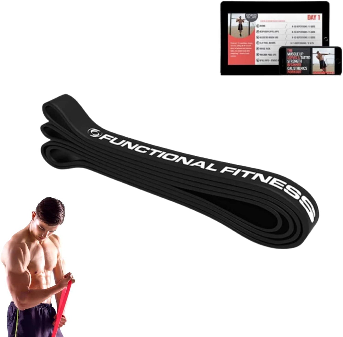 Functional Fitness Pull Up Bands Resistance Bands | Exercise Bands for Working Out | Long Stretch Bands for Exercise, Training Bands, Resistance Bands for Stretching Orange 1/4" 5-15 lbs