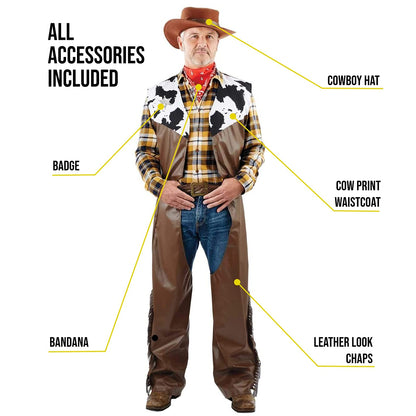 Fun Shack Adult Cowboy Costume for Men, Halloween Cowboy Outfit, Western Costume for Adults, Rodeo Dress-Up, One Size
