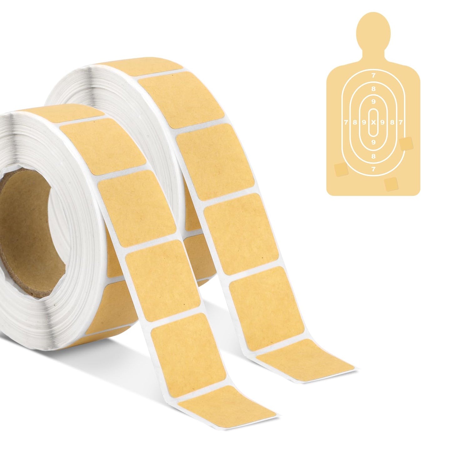 Tinoaly 2000pcs/2 Rolls Pasters, 1 Inch Self-Adhesive Stickers Tape Square Shooting Cardboard Paper Label Marker for Shooting Range Practice (Yellow)