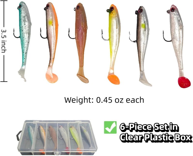 Soft Swimbait Lures - Pre-Rigged Fishing Baits with Realistic Vibration & Slow Sinking Action | Ideal for Bass, Trout, Crappie & Walleye