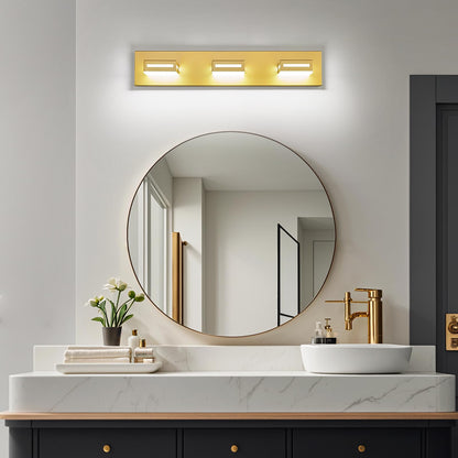 Donrao 24-Inch 3-Light LED Modern Gold Bathroom Vanity Light Fixtures Over Mirror, Bathroom Lighting Fixtures with Cool White 6000K, Vanity Wall Lights for Bath Restroom Powder Room