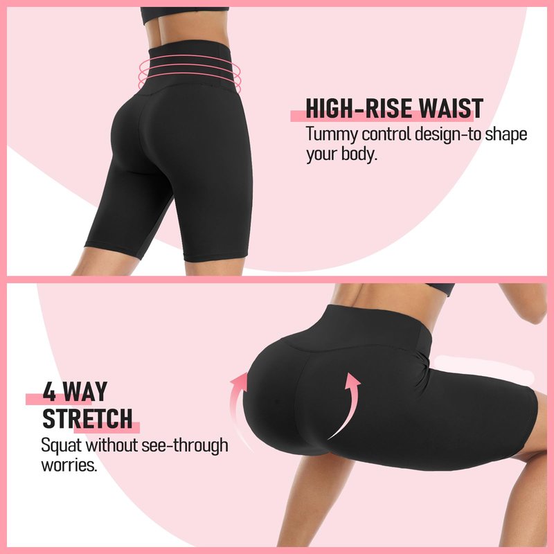 GROTEEN 7 Pack Biker Shorts for Women -5'' High Waisted Tummy Control Workout Yoga Spandex Shorts