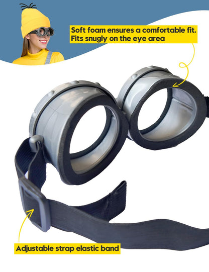 Halloween Costume Adult Accessories,Yellow Beanie Goggles Glasses Gloves for Men Women Cosplay Party Set