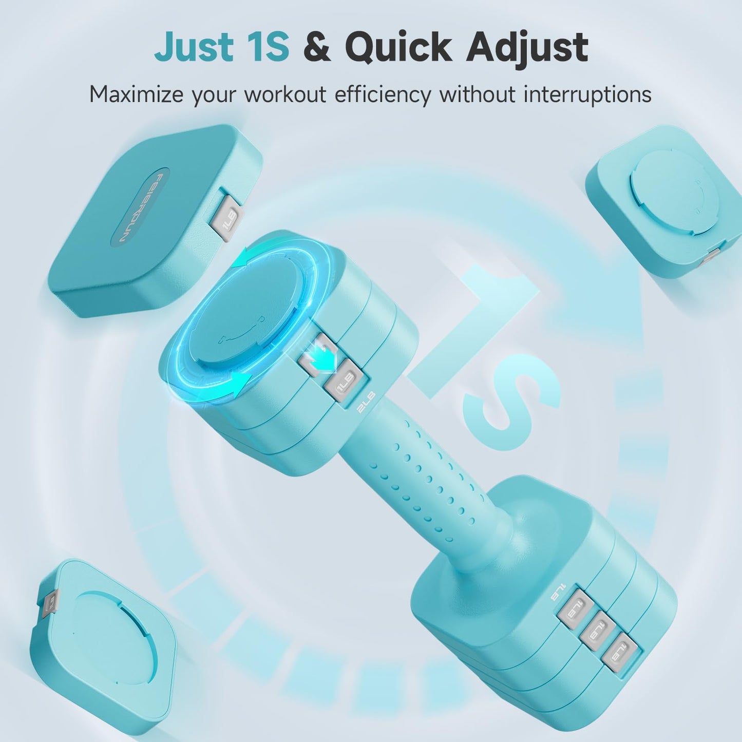 FEIERDUN Adjustable Dumbbell Set of 2, Each 2/4/6/8/10 lbs Weight for Women, Quick Adjust Weight, Double Locking Protection, Versatile Hand Weights for Home Gym & Outdoor Exercise