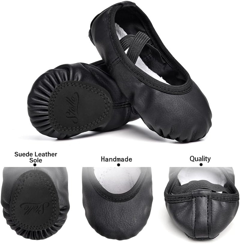 Ballet Shoes for Girls & Boys - Soft Leather Toddler & Kids Dance Slippers | Comfortable Fit