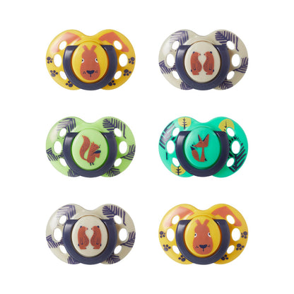 Tommee Tippee Fun Soothers, 18-36m, 6 Pack, Symmetrical Silicone Teat, Orthodontic Design, BPA-Free Dummy, Breathable Air Holes