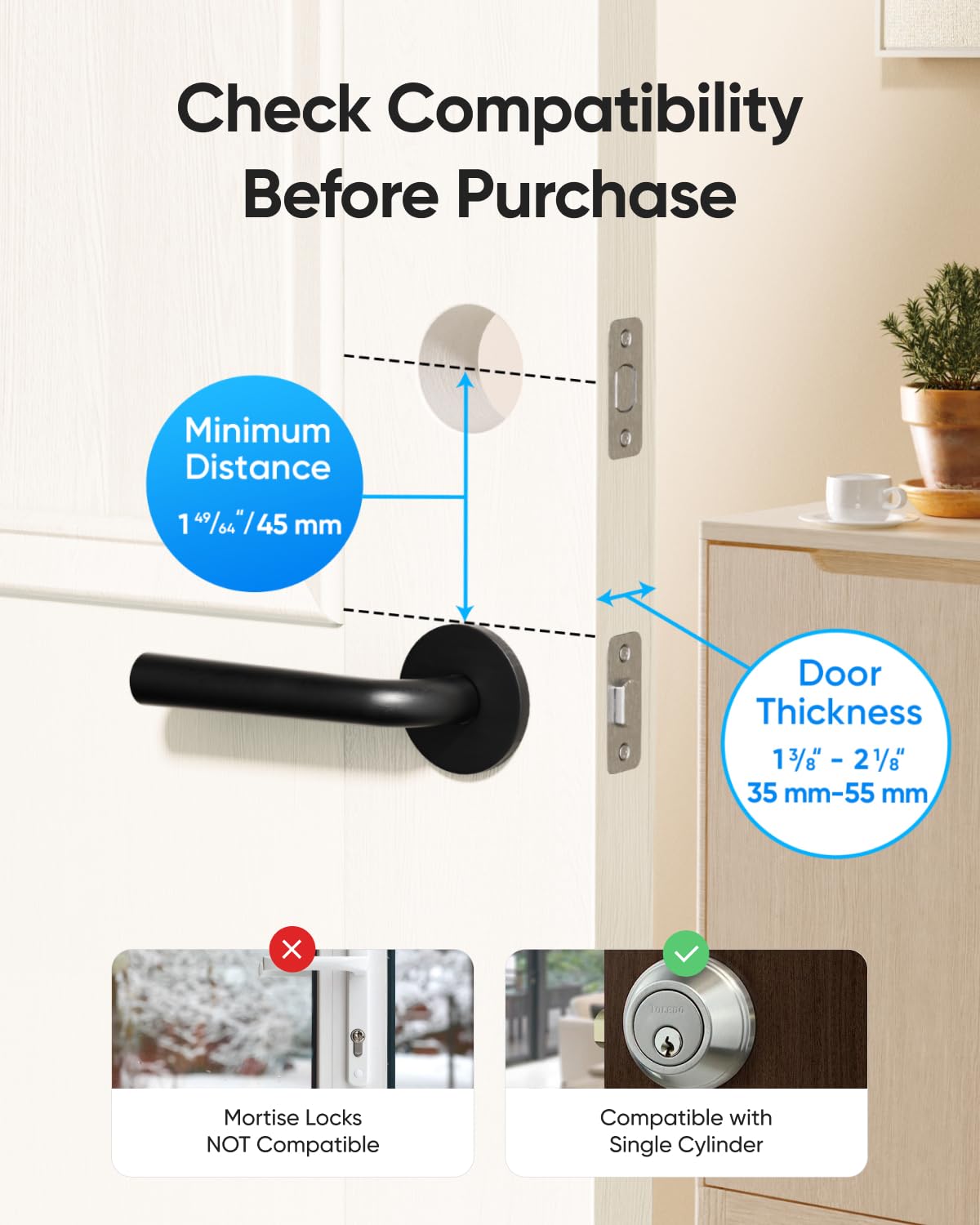eufy Security Smart Lock C220 with Door Lever, Fingerprint Keyless Entry Door Lock, Built-in Wi-Fi, App Remote Control, Front Door Deadbolt, 8 Months Battery, Reliable Power, IP53 Waterproof