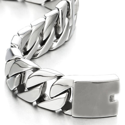 COOLSTEELANDBEYOND Masculine Mens Stainless Steel Large Link Curb Chain Bracelet, Polished