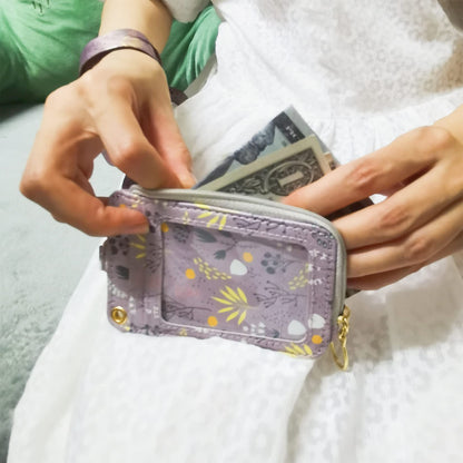 bolimoss Lanyard with Wallet,Zip ID Case with Lanyard,Lanyard Badge Holder,Lanyard Wallet for Women,Fashion Lanyard Wallet, ID Case Wallet with Lanyard（Pink Floral）