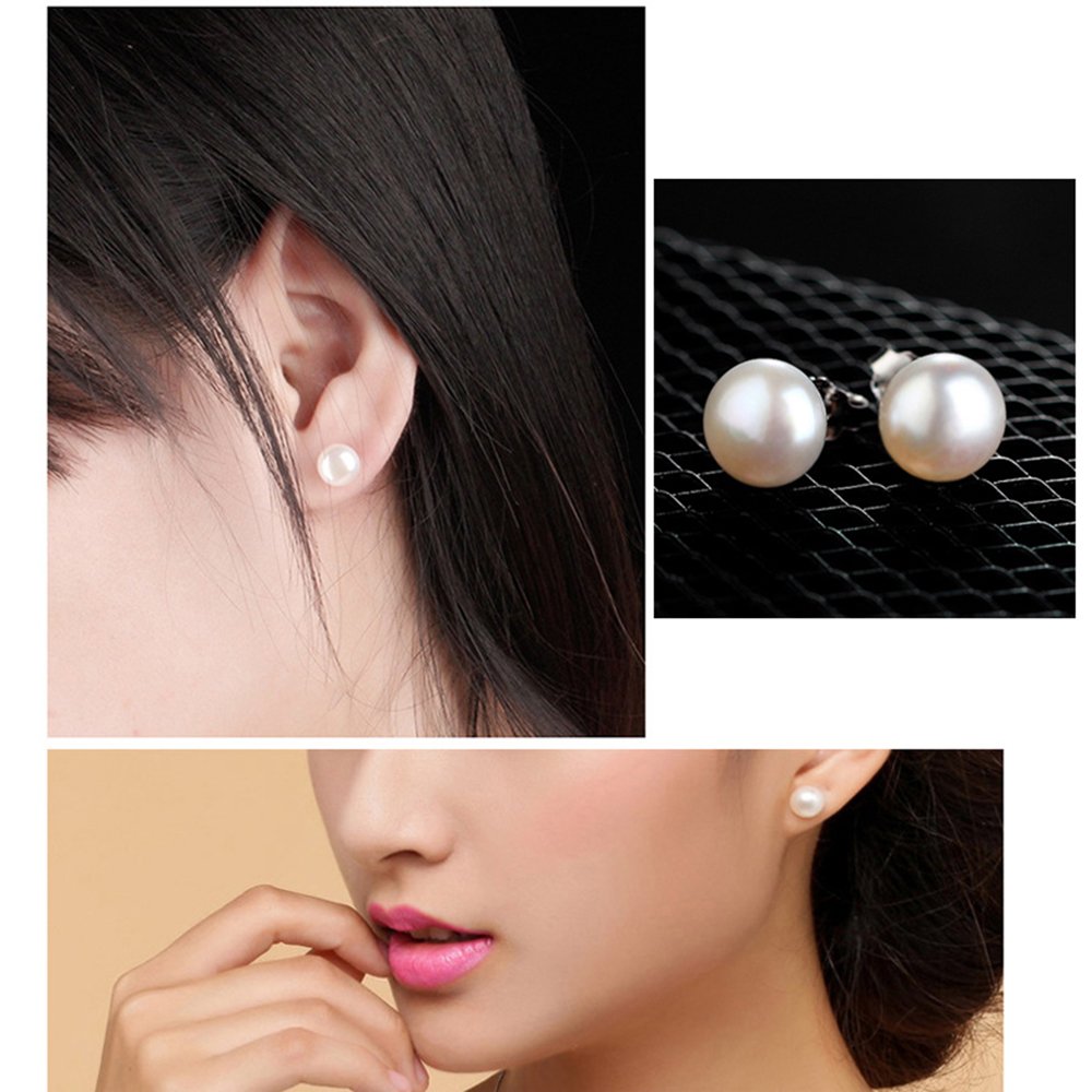 Epoch World 925 Sterling Silver Earrings Set 4 Pairs Silver Stud Earrings for Women Men Hypoallergenic Studs Womens Earrings Mens Ball Earrings Pearl Earrings Diamond Studs Earrings for Teen Girls