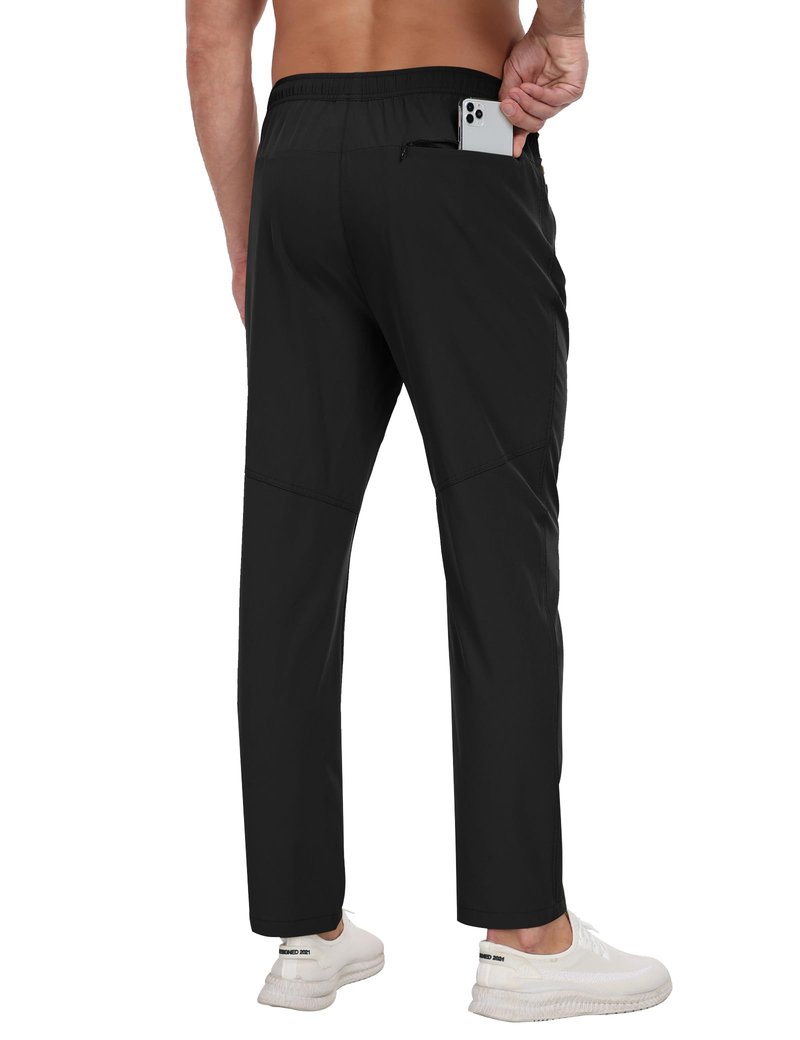 Zoofly Men's Sweatpants Lightweight Workout Track Pants Quick Dry Water Resistant Athletic Pants for Men Jogger Outdoor Running with Zipper Pockets Black S