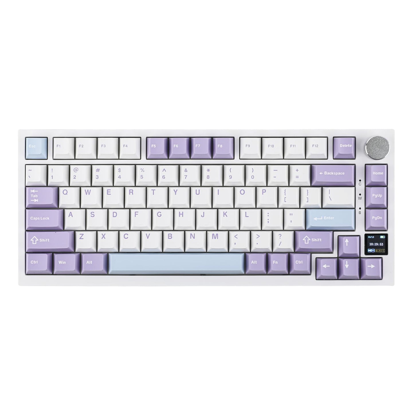 EPOMAKER Ajazz AK820 Pro 75% Wireless Mechanical Keyboard with TFT Smart Display&Knob, Gasket-Mounted Gaming Keyboard, Bluetooth/2.4GHz/USB-C Wired (Purple, Gift Switch)