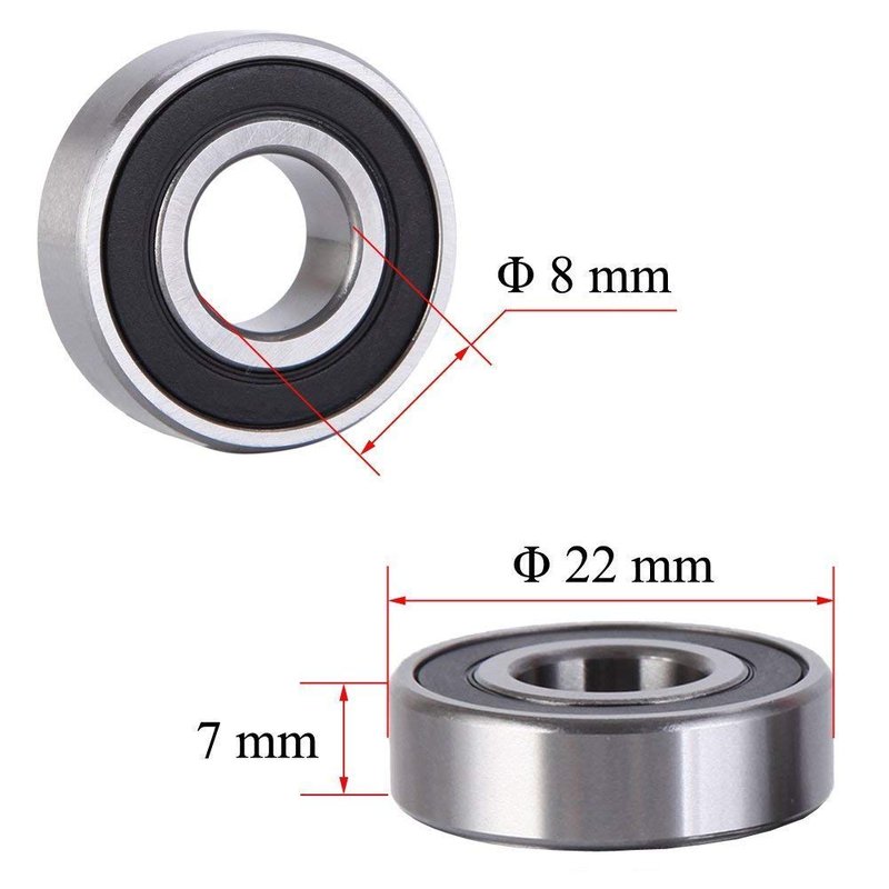 Donepart 608-2RS Bearings 20 Pack, 8x22x7mm Double Rubber Sealed Pre-Lubricated Ball Bearings C3, for 3D Printer, Roller Skate, Electric Motor, Fidget Spinner, Scooter