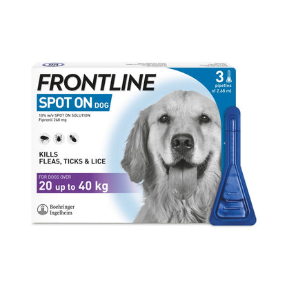 FRONTLINE Spot On Flea & Tick Treatment for Large Dog (20-40kg) 3 Pipettes