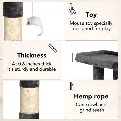 BestPet Cat Tree 36 inch Tall Cat Tower for Indoor Cats with Cat Scratching Post,Cat Condo Furniture Activity Centre with Cat Hammock & Funny Toy,Light Gray
