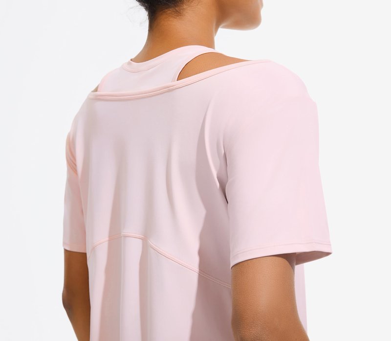 Women's Short Sleeve Workout Shirts Quick Dry Cold Shoulder Loose Fit Gym Yoga Athletic Running Tee Tops Lightweight Breathable