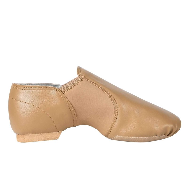 Linodes Unisex 006 PU Leather Upper Slip-on Jazz Shoe for Women and Men's Dance Shoes-Brown 8M