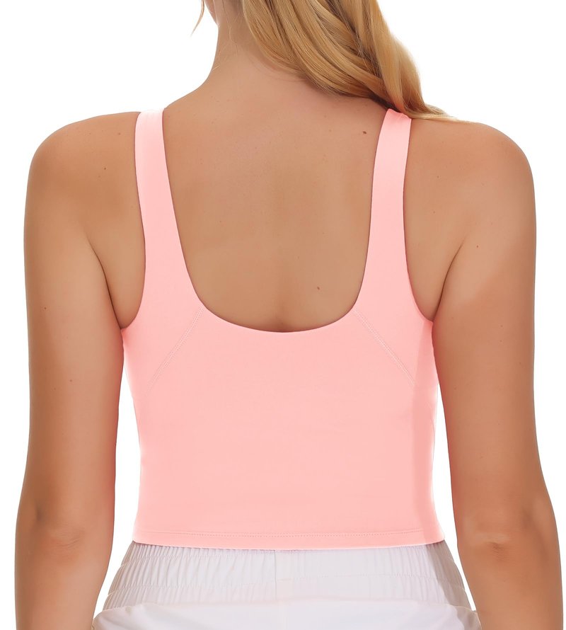 THE GYM PEOPLE Women's Sports Bra Sleeveless Workout Tank Tops Running Yoga Cropped Tops with Removable Padded Pink