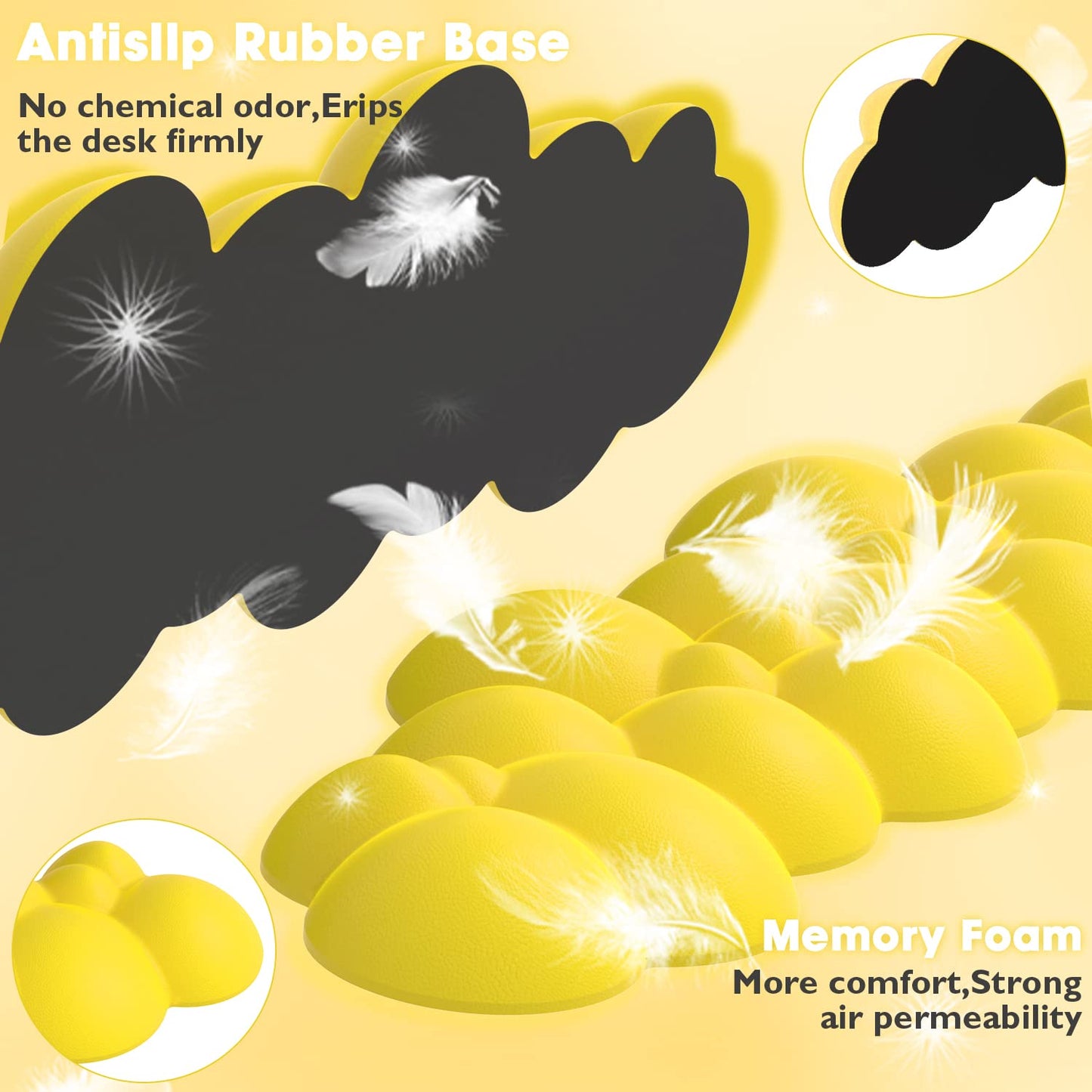 Gaming Keyboard Wrist Rest Pad,Memory Foam Keyboard Palm Rest, Ergonomic Hand Rest,Wrist Rest for Computer Keyboard,Laptop,Mac,Lightweight for Easy Typing Pain Relief (Yellow)