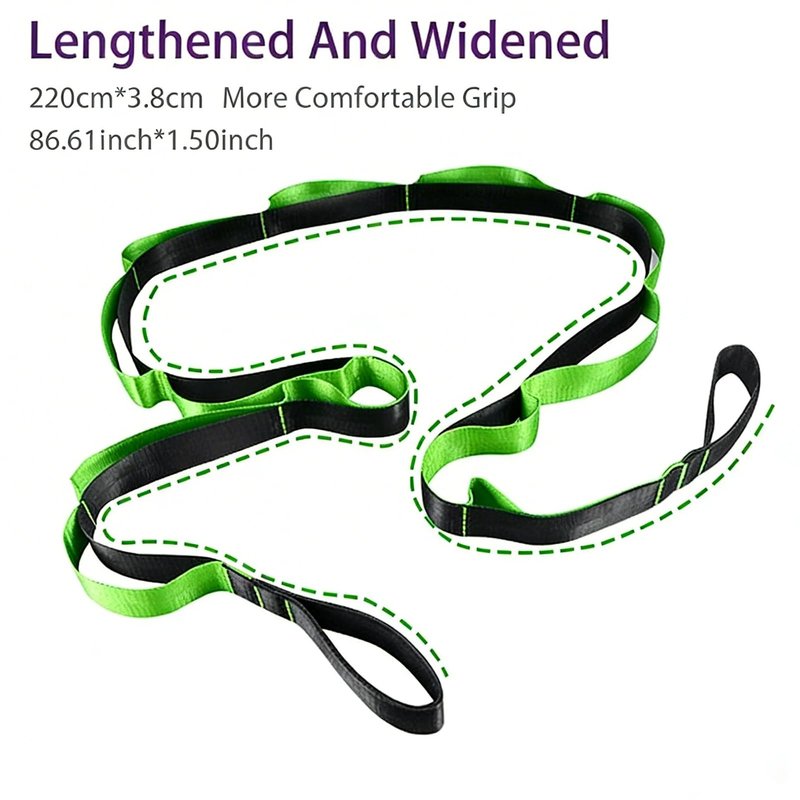Stretching Strap with Loops - Non Elastic Stretch Band for Physical Therapy, Yoga Strap for Stretching Equipment, Stretch Bands for Exercise and Flexibility