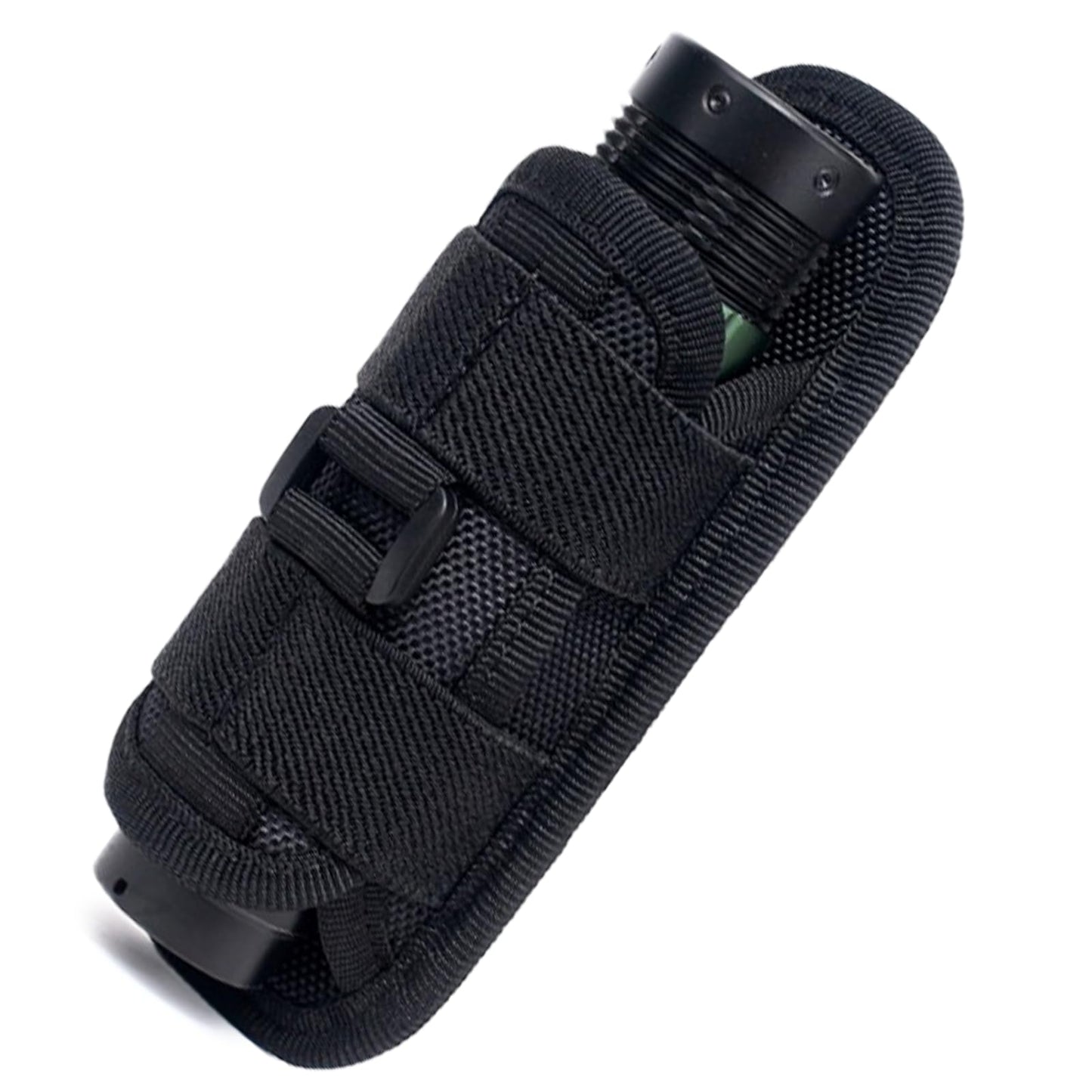 Hynhsun Tactical Flashlight Pouch Holster，Rotatable Flashlight Pouch with 360 Degree Carabiner Reel Clip，molle Flashlight Holder for Duty Belt Police Safety Belt