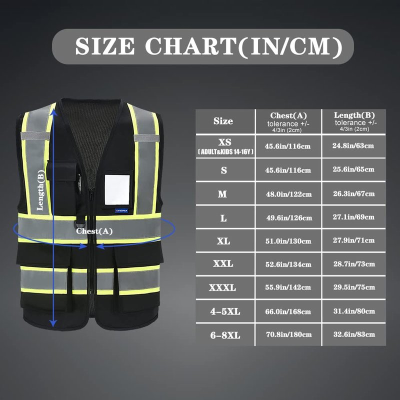 AYKRM 11 colors available safety vest black
