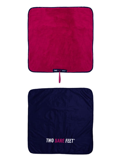 Two Bare Feet Waterproof Long Sleeve Changing Robe with Hood & Changing Mat, Sherpa Fleece Lining, Windproof, Warm, for Watersports, Swimming, Surfing, SUP (Small, Navy/Raspberry)